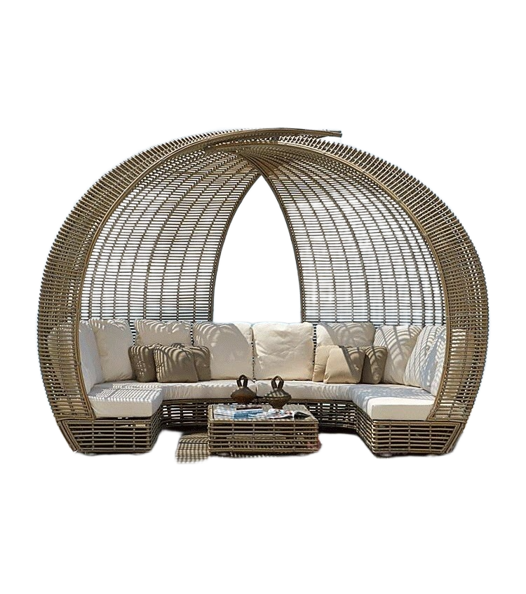 Outdoor Rattan Daybed Sofa – Waterproof Nest-Style Patio Furniture for Hotel, Terrace & Garden Use