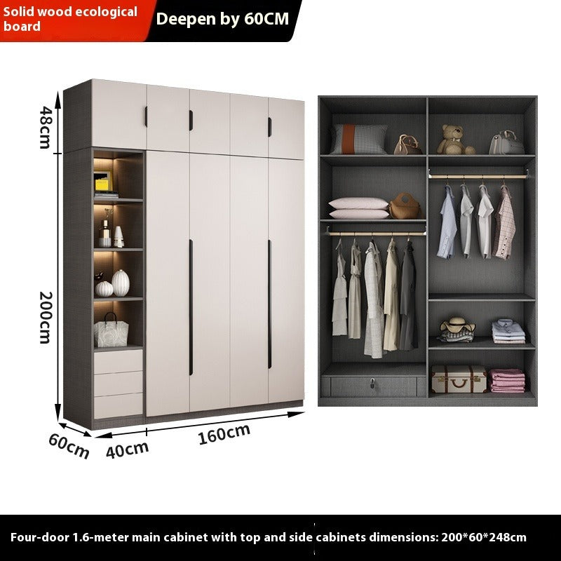 Solid Wood Wardrobe – Modern Eco-Board Closet for Small Bedroom Storage