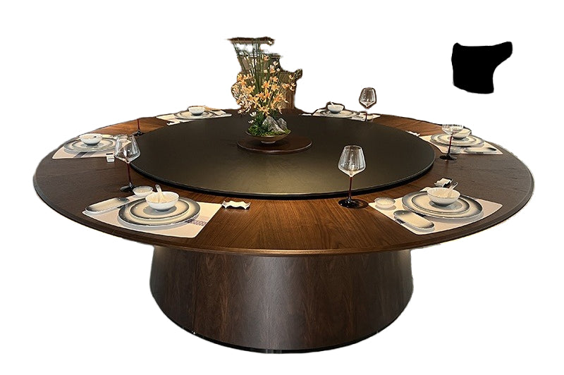 Electric Round Dining Table with Sintered Stone Top & Auto Turntable for Hotel & Restaurant Use