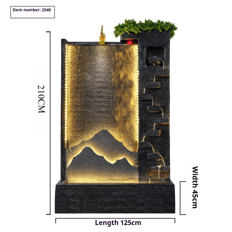 Rockery Waterfall Wall Fountain with Screen Feature for Villa Garden, Courtyard & Office Landscape Decor