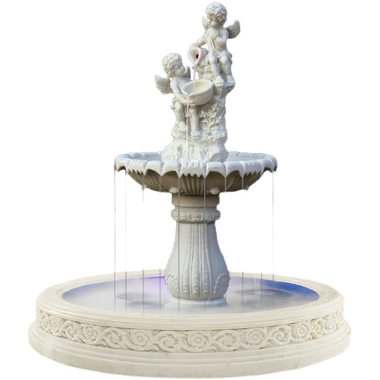 Outdoor Courtyard Fountain Decor – Villa Garden Water Feature with Fish Pond for Wedding, Hotel, Housewarming & Landscaping