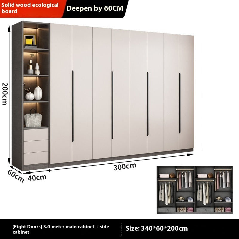 Solid Wood Wardrobe – Modern Eco-Board Closet for Small Bedroom Storage