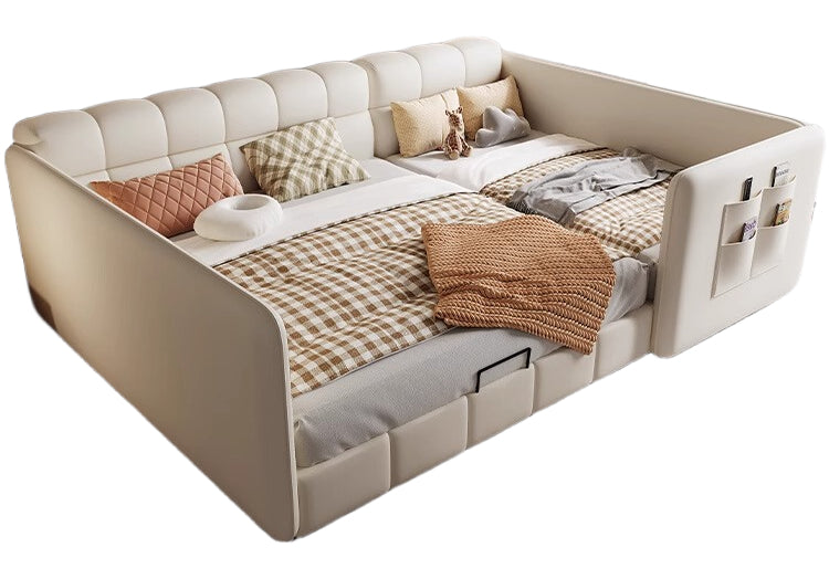 Elegant Queen-Size Splicing Bed with 5-Star Mattress and Full-Size Wooden Frame