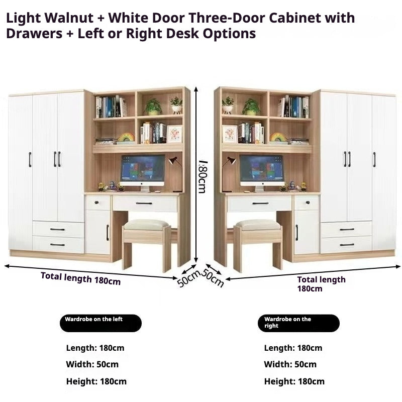 All-in-One Kids’ Desk with Wardrobe – Space-Saving Study Table & Bookshelf Combo for Small Bedrooms