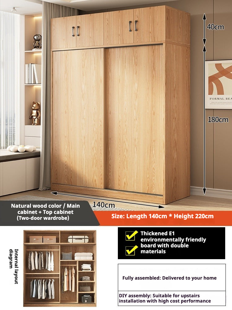 Sliding Door Wooden Wardrobe – Space-Saving Budget Closet for Small Bedrooms & Rental Homes