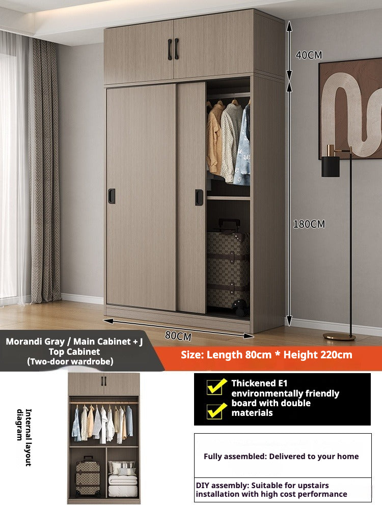 Sliding Door Wooden Wardrobe – Space-Saving Budget Closet for Small Bedrooms & Rental Homes