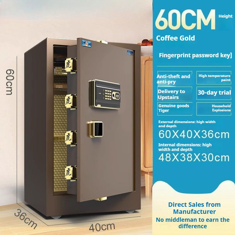 Tiger Hidden Wall Safe - Smart Fingerprint & Key Lock, Full Steel Security Box for Bedroom/Office