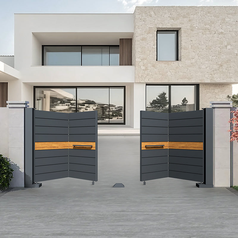 Smart Floating Folding Courtyard Gate – High-End Aluminum Double Swing Gate for Villas & Gardens