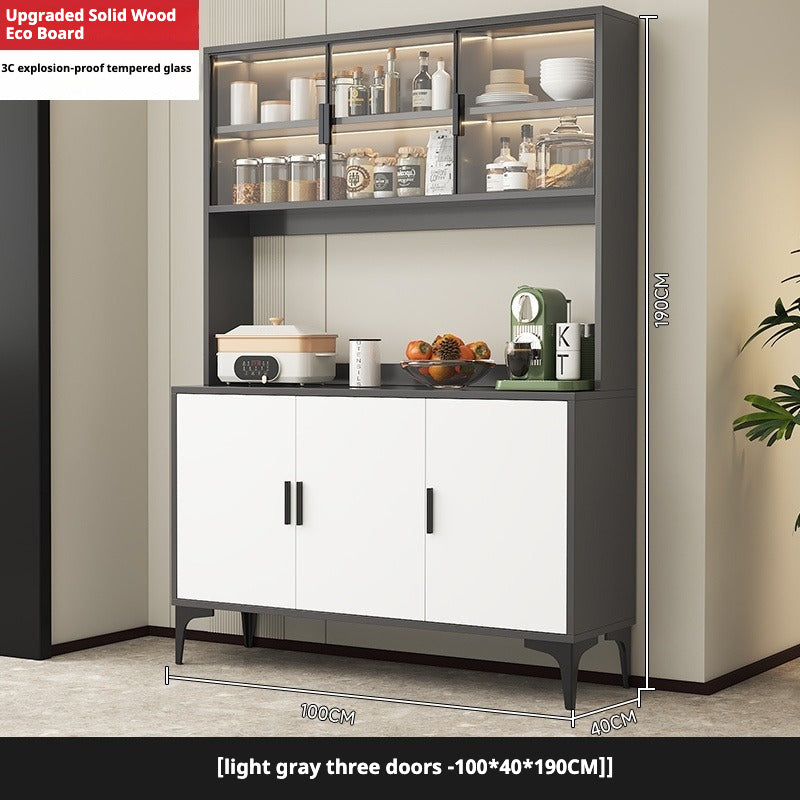 Solid Wood Sideboard Cabinet – All-in-One Wall-Mounted Tea & Storage Unit for Living Room or Kitchen