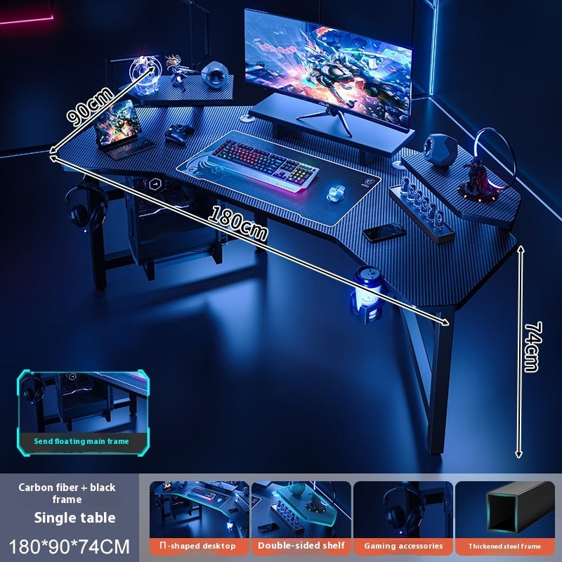 Airplane-Style Gaming Desk Set – Home Computer Table with Dual Storage Racks, USB Hub, Headphone & Cup Holders