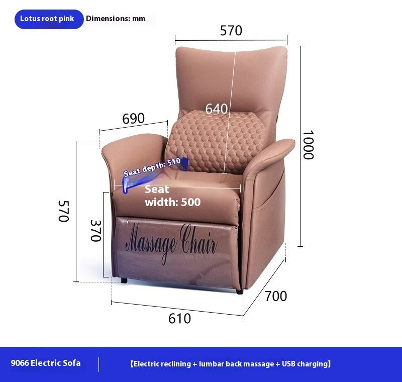 Smart Electric Recliner Sofa with Back Massage & USB Charging for Small Living Rooms & Balconies