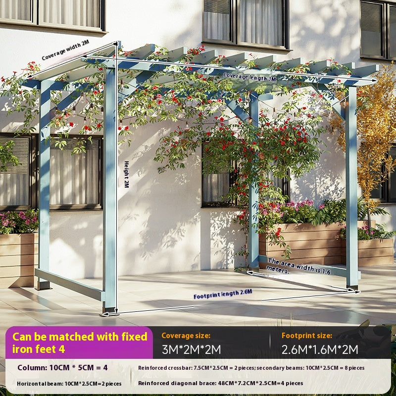 Outdoor Pergola & Trellis Pavilion in Treated Wood for Villa Garden & Courtyard Use