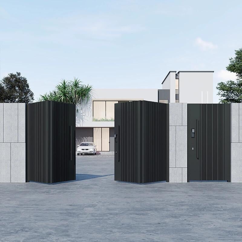 Smart Floating Folding Courtyard Gate – High-End Aluminum Double Swing Gate for Villas & Gardens