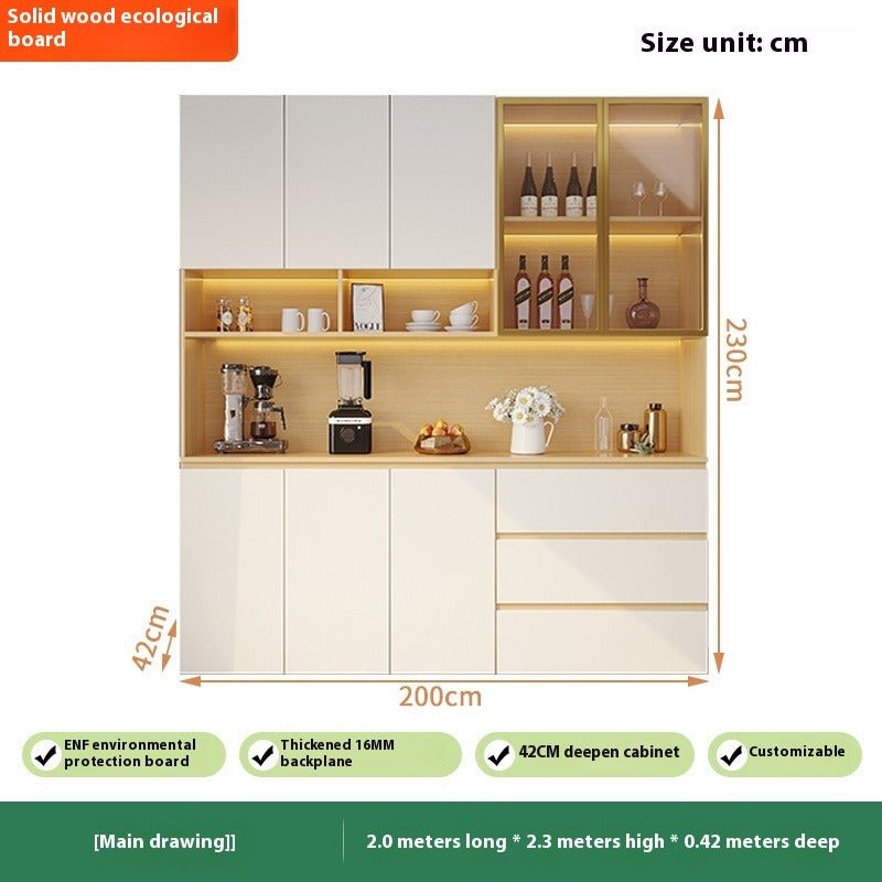 Custom Solid Wood Sideboard – Modern Wall-Mounted Tall Storage Cabinet for Living Room & Home Bar