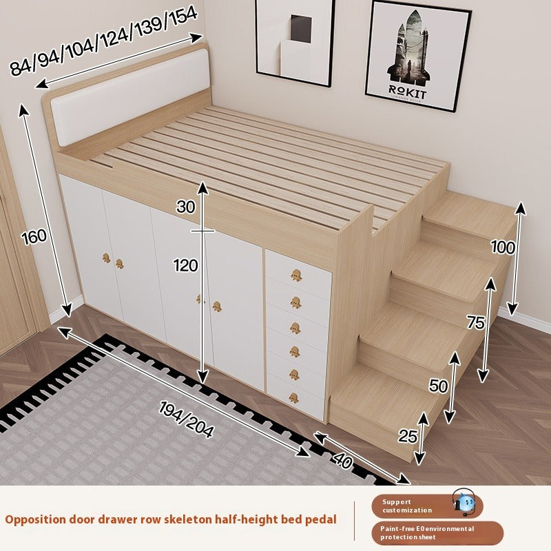 Tatami Kids Half-Height Bed with Wardrobe and Storage - New Elegant Bedroom Furniture