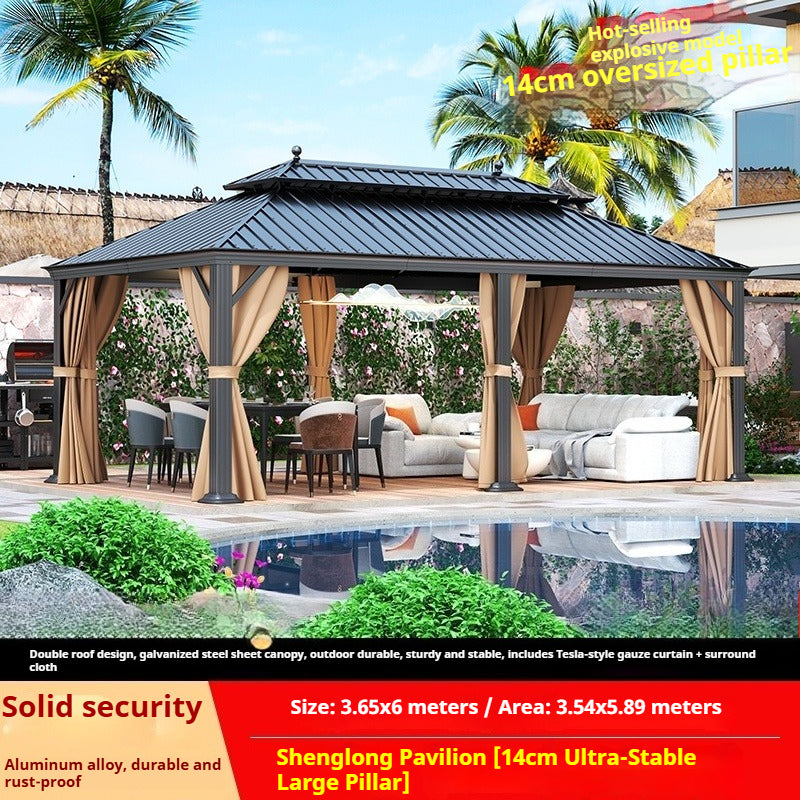 Outdoor Aluminum Gazebo for Patio Shade with Waterproof Canopy & Corner Posts