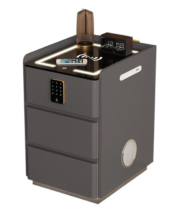 Smart Bedside Table – Modern Compact Nightstand with Bluetooth Speaker, Wireless Charging, Digital Lock & LED Lighting