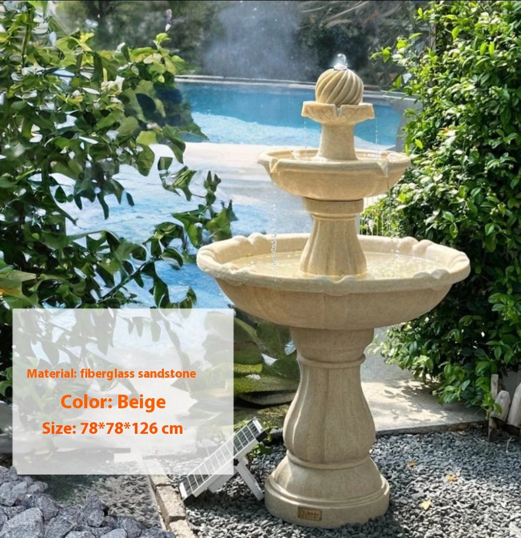 Solar-Powered European Fountain for Garden Landscape, Courtyard Decor & Villa Wishing Pool