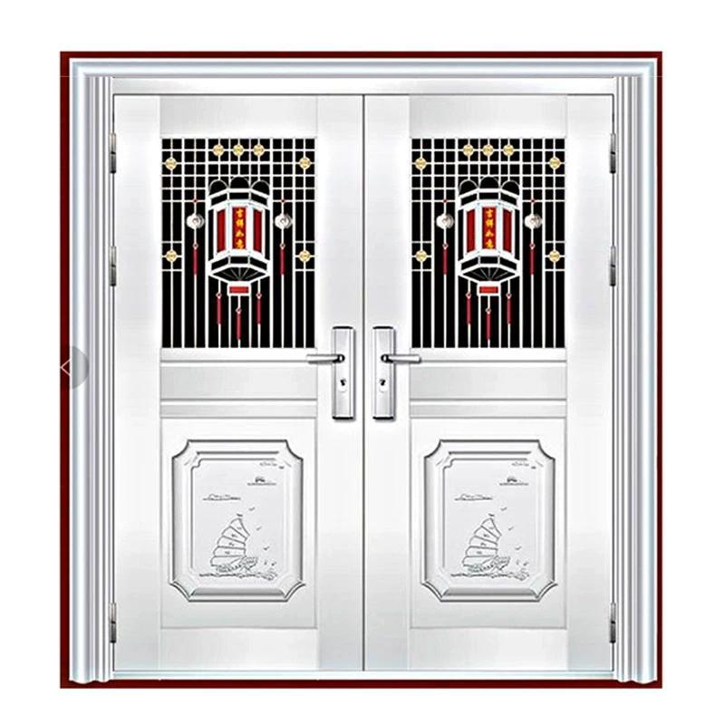Stainless Steel Security Entrance Door – 4-Panel Swing Gate for Villa or Rural Homes