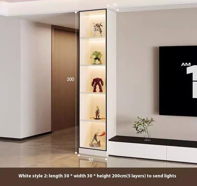 Custom Lighted Glass Door Display Cabinet – Modern Floor Wine & Collectibles Unit for Living Room