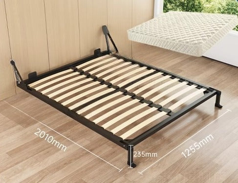 Wall-Mounted Folding Bed with Mattress, Eco-Friendly Wood Slats, Reinforced Double Steel Frame, and Silent Corner Bracing
