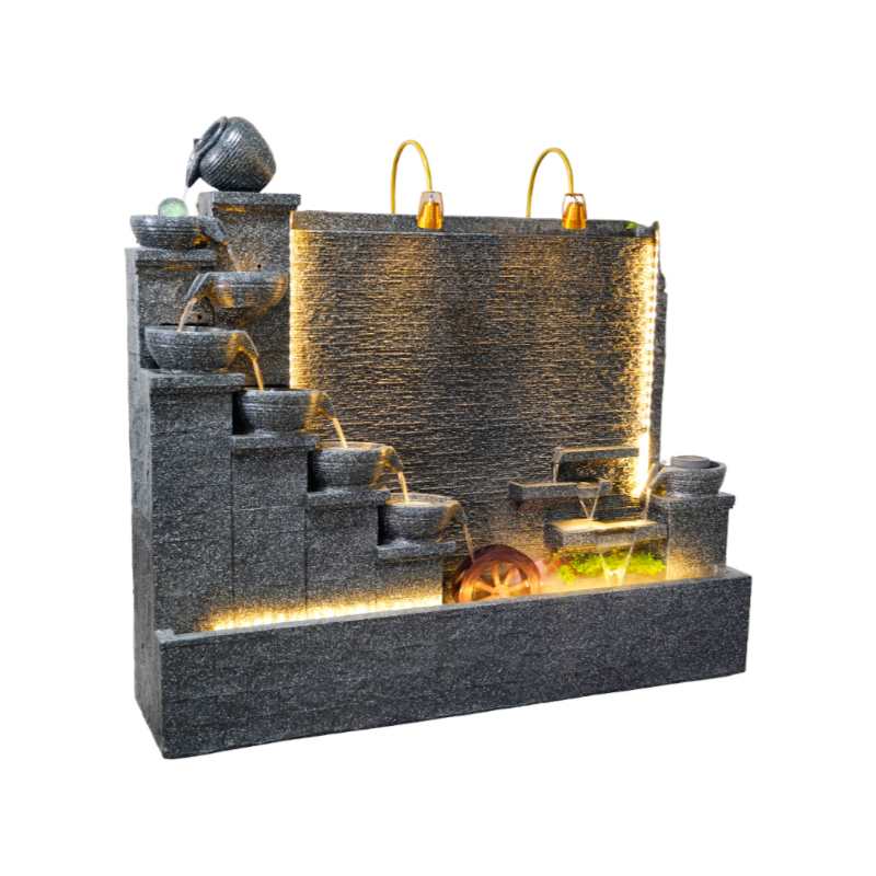Rockery Waterfall Wall Fountain with Screen Feature for Villa Garden, Courtyard & Office Landscape Decor