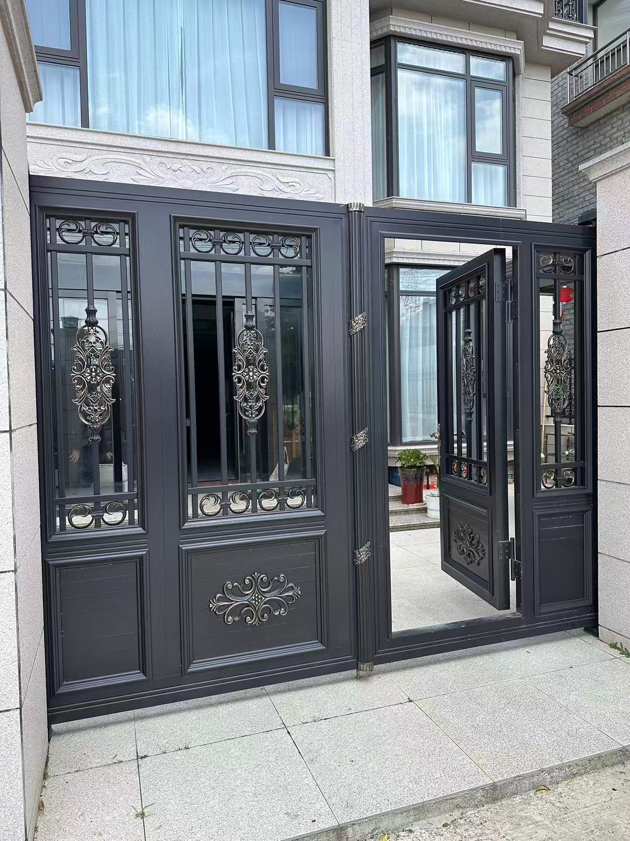 Aluminum Courtyard Gate – Double Swing or Sliding Electric Villa Entrance Gate for Garden & Private Homes