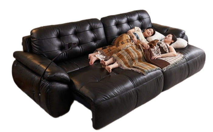 Luxury Faux Leather Corner Sofa Bed with Multi-Position Design
