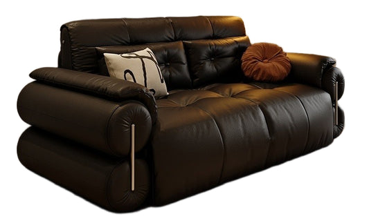 Elegant Coconut Palm Leather Electric Sofa Bed with Storage, Full Size, 166cm