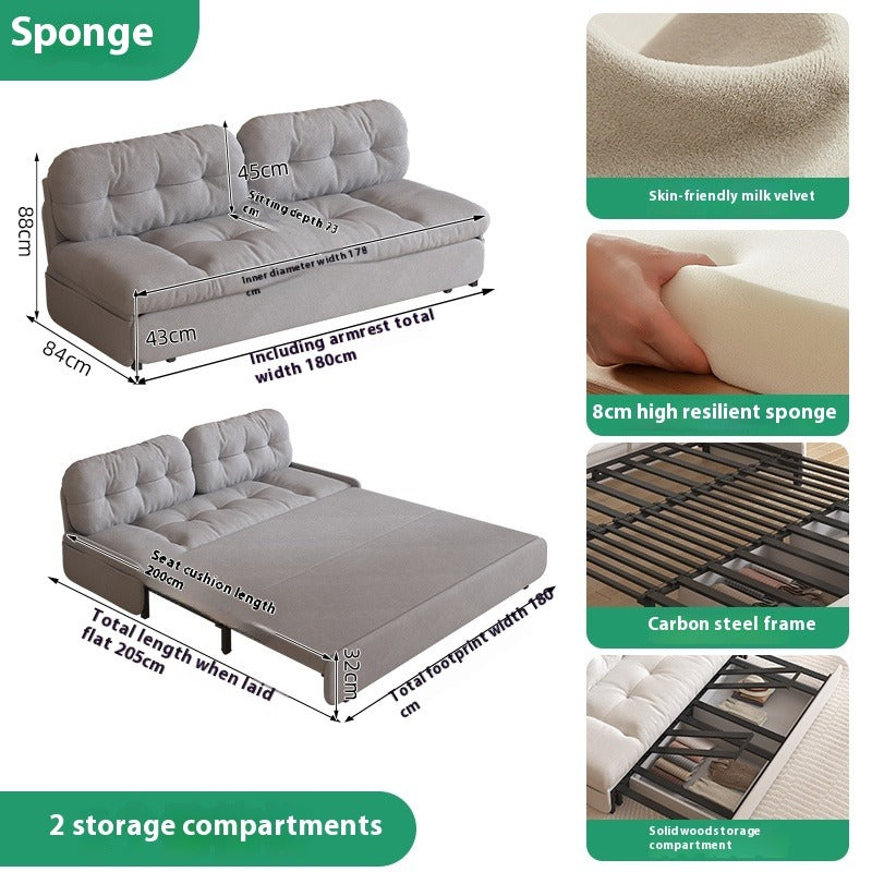 Cloud Sofa Bed with Pull-Out Storage for Small Living Rooms & Tatami Spaces