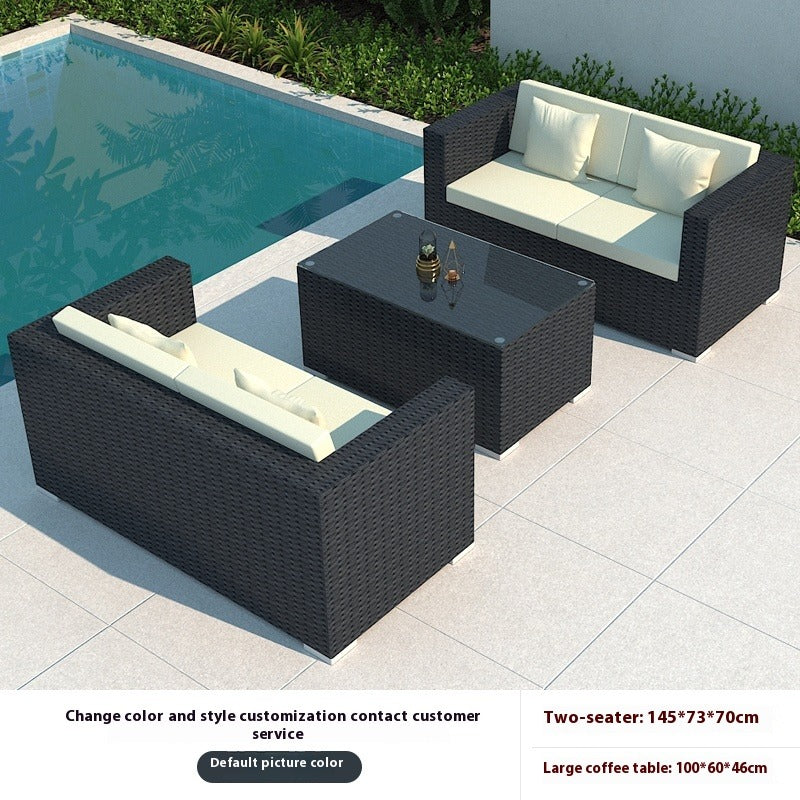 Outdoor Rattan Sofa Set 3-Seater Waterproof Lounge for Patio, Garden & Balcony