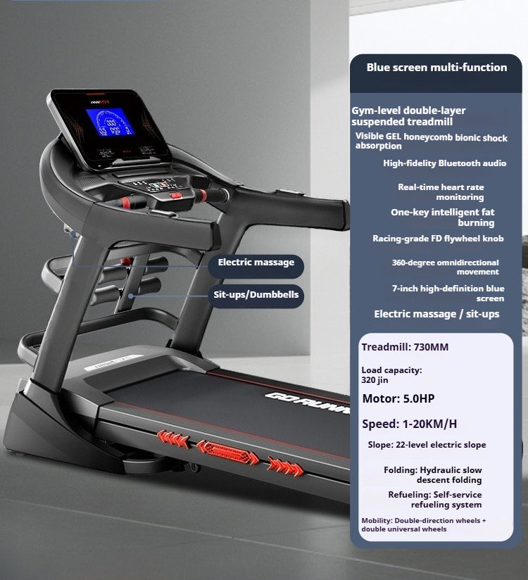 Ultra-Quiet Foldable Treadmill with Incline for Home & Gym Use