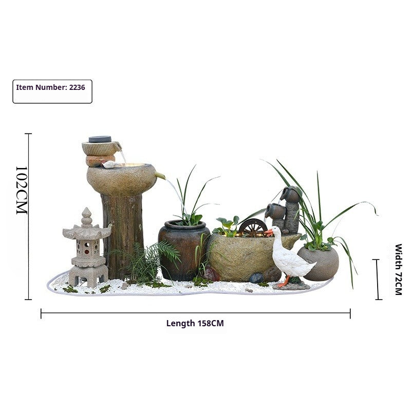 Rustic Garden Rockery Fountain with Fish Pond for Courtyard, Terrace & Balcony Decoration