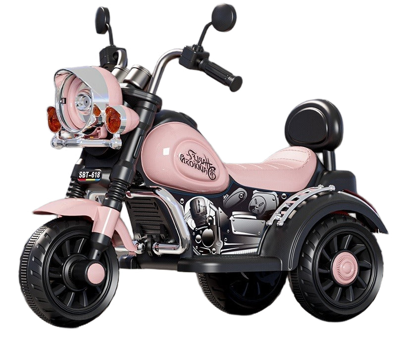 New Rose Red Kids Electric Ride-On Motorcycle with Dual Motors, Bluetooth Music & LED Lights for Ages 3-7