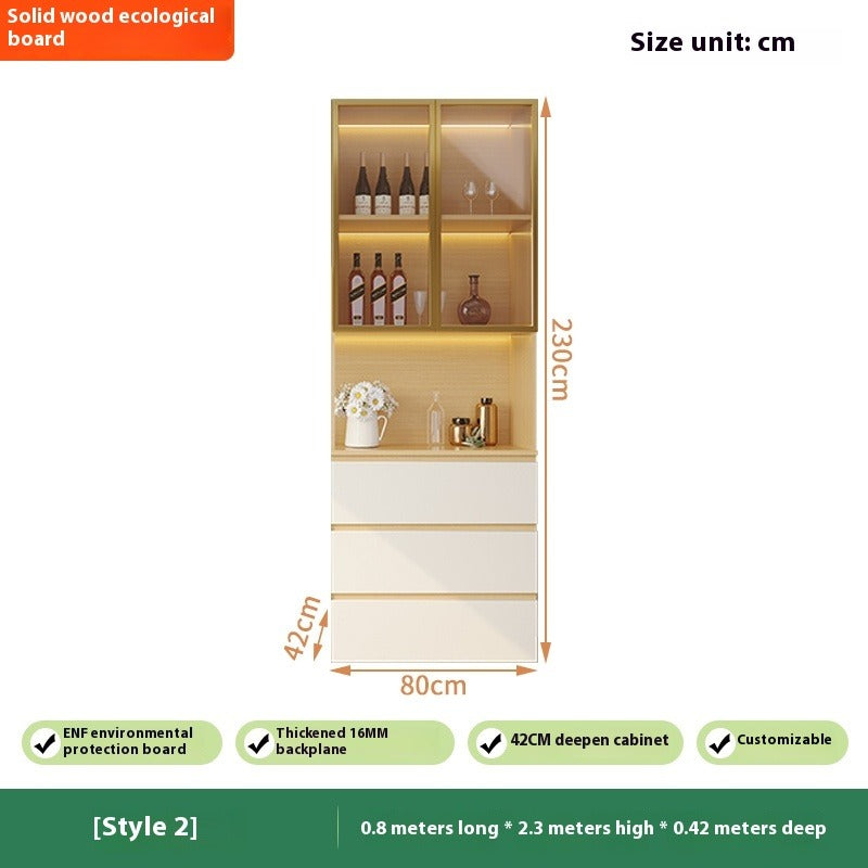 Custom Solid Wood Sideboard – Modern Wall-Mounted Tall Storage Cabinet for Living Room & Home Bar