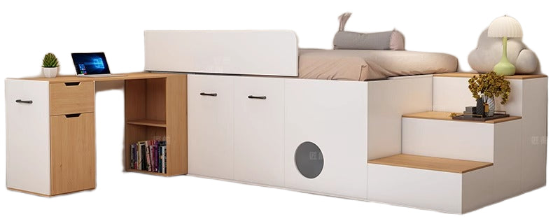 Elegant Kids Loft Bed with Wardrobe, Desk, and Storage - High-Quality Space-Saving Bedroom Furniture