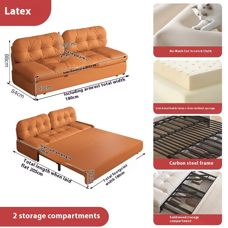 Cloud Sofa Bed with Pull-Out Storage for Small Living Rooms & Tatami Spaces