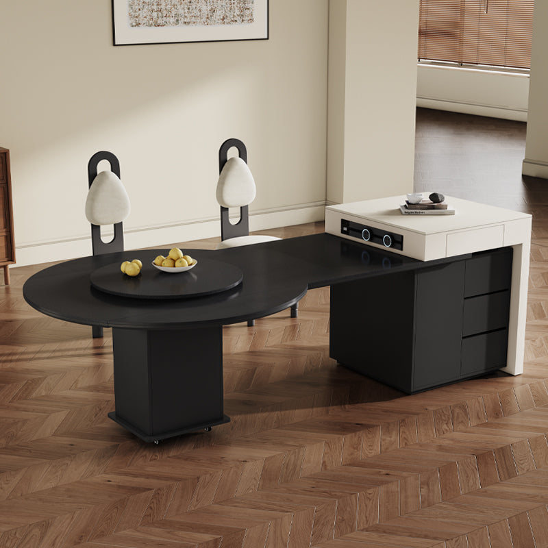 2m Extendable Kitchen Island Dining Table with Storage & Free Rotating Tray for Modern Homes