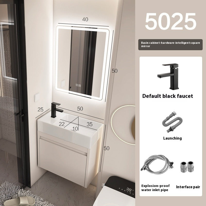 Ultra-Slim Space Aluminum Bathroom Vanity – 24cm Narrow Basin Cabinet Set for Small Bathrooms