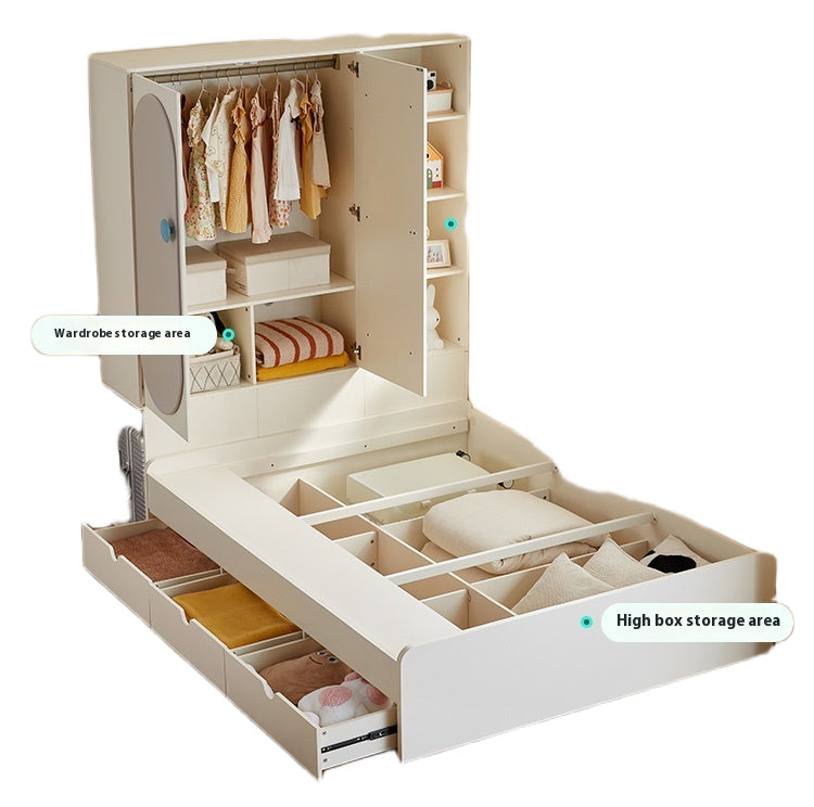 Tatami Kids' Bedroom Set with High-Profile Bed, Wardrobe & Storage Cabinet