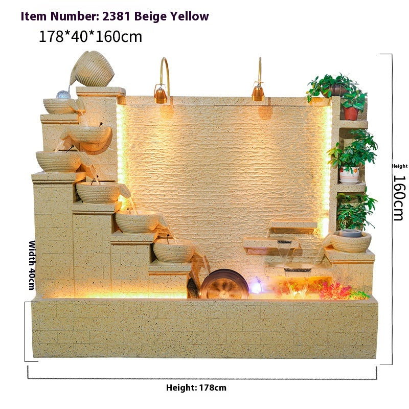 Rockery Waterfall Wall Fountain with Screen Feature for Villa Garden, Courtyard & Office Landscape Decor