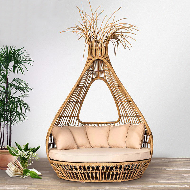 Outdoor Rattan Daybed Sofa – Waterproof Nest-Style Patio Furniture for Hotel, Terrace & Garden Use