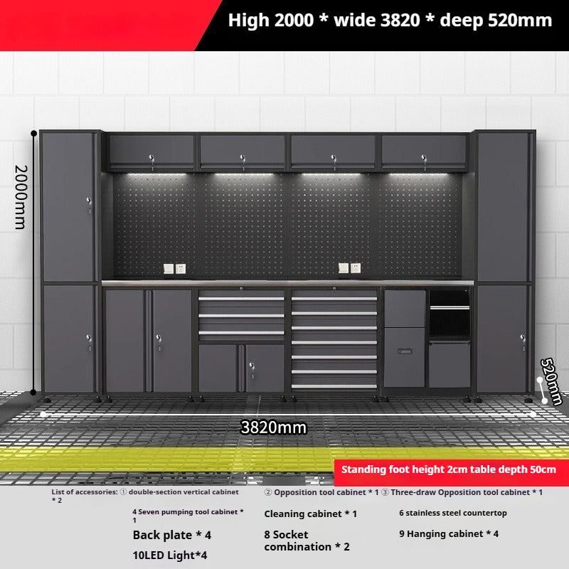 Auto Repair Workstation - Heavy-Duty Metal Tool Cabinet with Workbench, Mobile Mechanic Tool Cart for Garage