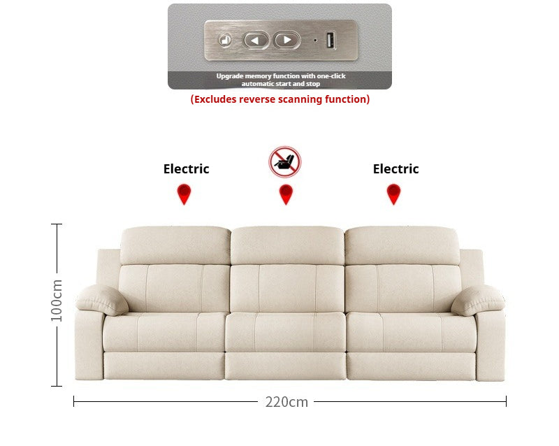 Zero-Wall Electric Reclining Leather Sofa with Ultra-Comfort Cushions for Modern Home Theater