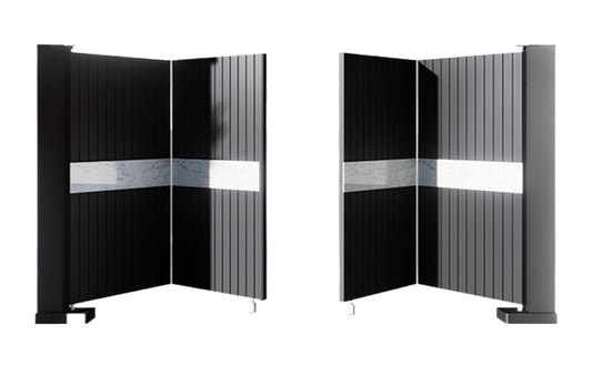 Smart Floating Folding Courtyard Gate – High-End Aluminum Double Swing Gate for Villas & Gardens