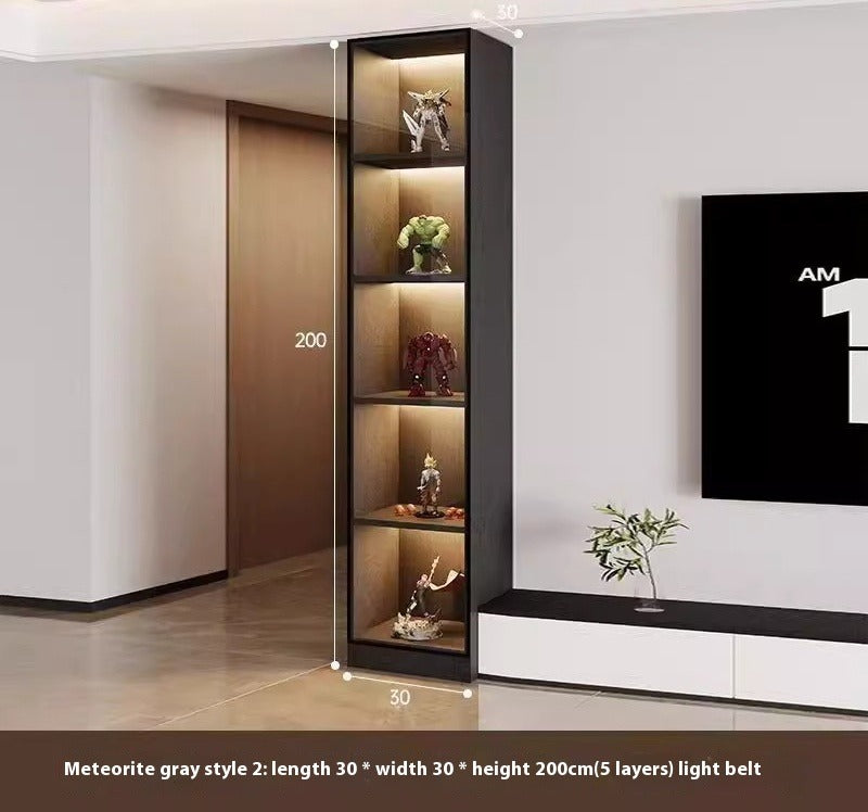 Custom Lighted Glass Door Display Cabinet – Modern Floor Wine & Collectibles Unit for Living Room