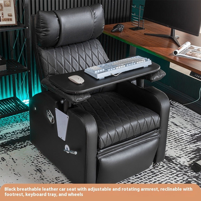 Breathable Gaming Recliner Chair with Armrest, Swivel Wheels, Keyboard Tray & Adjustable Back