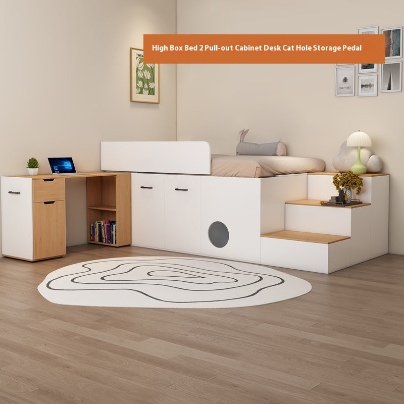 Elegant Kids Loft Bed with Wardrobe, Desk, and Storage - High-Quality Space-Saving Bedroom Furniture