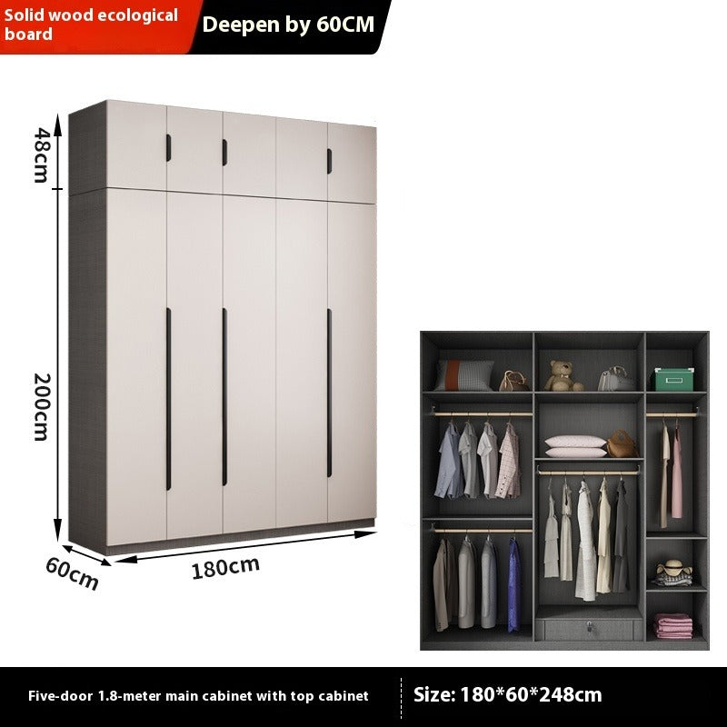 Solid Wood Wardrobe – Modern Eco-Board Closet for Small Bedroom Storage