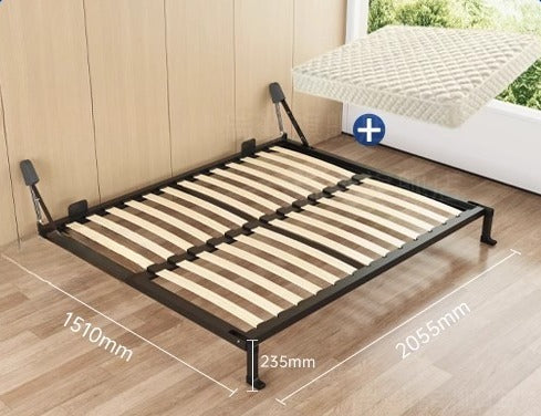 Wall-Mounted Folding Bed with Mattress, Eco-Friendly Wood Slats, Reinforced Double Steel Frame, and Silent Corner Bracing
